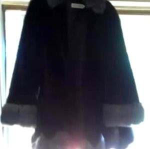 Black and grey faux fur coat